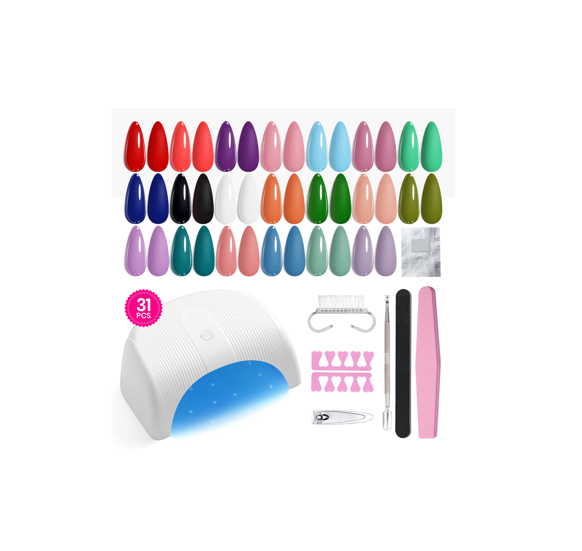 Gel Nail Starter Kit Colorful Dreamscape Starter 20 Colors 31Pcs All-in-One Mani Set
