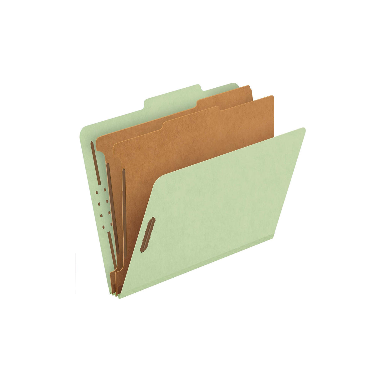 Classification Folder with Prongs, 100% Recycled, 2 Dividers, 2" Embedded Fasteners, Letter Size, for Documents Organization, pk of 10 ,green